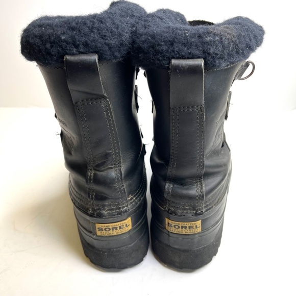Sorel Caribou Vintage Black Leather Waterproof Heavy Snow Winter Boots Size 7 - Picture 3 of 7
